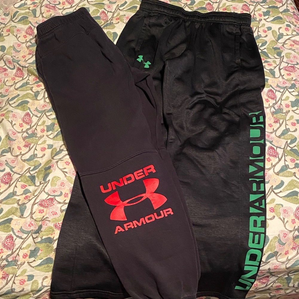 Under Armour Black Sweatpants with Red and Green Logos